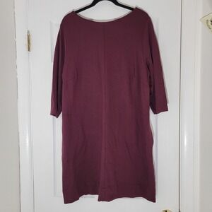 J. Jill 2X Burgundy Ponte‎ Knit Dress 3/4 Sleeve Pockets Holiday Christmas Work